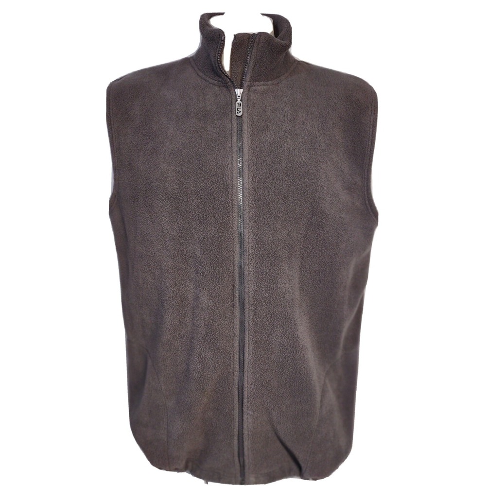 Fila Fleece Vest Mens Large Brown Outdoor Gorpcore Cabin Core Athleisure Outdoor